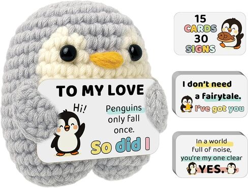 Crimmy Birthday Gifts for Women Best Friend Coworkers, Funny Crochet Penguin with Badass Affirmation Cards, Unique Inspirational & Motivational Positive Crochet Animals Gift in Saudi Arabia