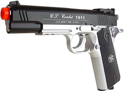 500 إطارًا في الثانية جديد WG AIRSOFT معدن كامل M 1911 غاز ثاني أكسيد الكربون مسدس يدوي مع 6 مم BB BBs، وزن ثقيل واقعي بمقياس 1:1 in Kuwait