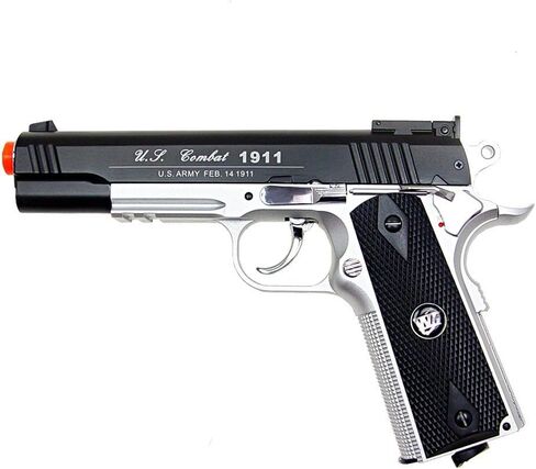 500 إطارًا في الثانية جديد WG AIRSOFT معدن كامل M 1911 غاز ثاني أكسيد الكربون مسدس يدوي مع 6 مم BB BBs، وزن ثقيل واقعي بمقياس 1:1 in Kuwait