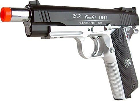 500 إطارًا في الثانية جديد WG AIRSOFT معدن كامل M 1911 غاز ثاني أكسيد الكربون مسدس يدوي مع 6 مم BB BBs، وزن ثقيل واقعي بمقياس 1:1 in Kuwait