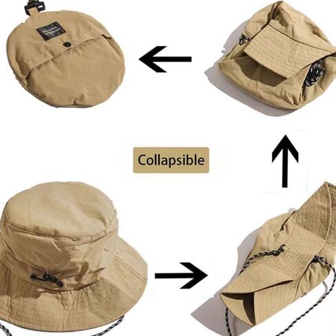 1PC Four Seasons Folding Fisherman Hat, Multi-Functional Outdoor Fishing Hat with Drawstring Closure, Quick Drying, Sunscreen Cap, Black in Saudi Arabia