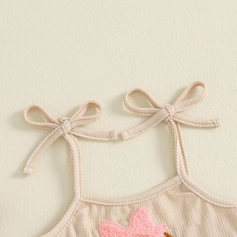 Toddler Baby Girl Football Outfit Bow Embroidery Spaghetti Strap Romper Bell Bottoms Jumpsuit One Piece Clothes in Saudi Arabia