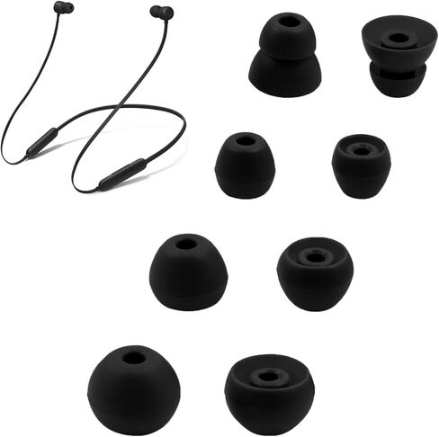 Replacement Eartips Compatible with Beats Flex, 4 Pairs Replacement Earbuds Silicone Ear Tips for Beats Flex Wireless Earbuds Eargels Set - Small, Medium, Large and Double Flange (Black) in Saudi Arabia