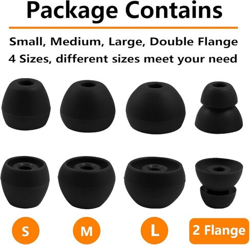 Replacement Eartips Compatible with Beats Flex, 4 Pairs Replacement Earbuds Silicone Ear Tips for Beats Flex Wireless Earbuds Eargels Set - Small, Medium, Large and Double Flange (Black) in Saudi Arabia