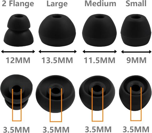 Replacement Eartips Compatible with Beats Flex, 4 Pairs Replacement Earbuds Silicone Ear Tips for Beats Flex Wireless Earbuds Eargels Set - Small, Medium, Large and Double Flange (Black) in Saudi Arabia