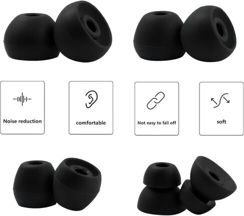 Replacement Eartips Compatible with Beats Flex, 4 Pairs Replacement Earbuds Silicone Ear Tips for Beats Flex Wireless Earbuds Eargels Set - Small, Medium, Large and Double Flange (Black) in Saudi Arabia