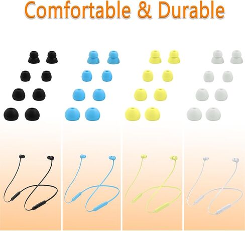 Replacement Eartips Compatible with Beats Flex, 4 Pairs Replacement Earbuds Silicone Ear Tips for Beats Flex Wireless Earbuds Eargels Set - Small, Medium, Large and Double Flange (Black) in Saudi Arabia