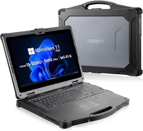 MUNBYN Rugged Laptop IRX16, 15.6" Windows 11 Pro, Intel i5-1235U, 16GB DDR5+512GB Replaceable SSD, Wi-Fi 6, 1000 Nits Sunlight Readable, IP65 Waterproof Laptop, Rugged Computer, 2Y Protection(New) in Saudi Arabia