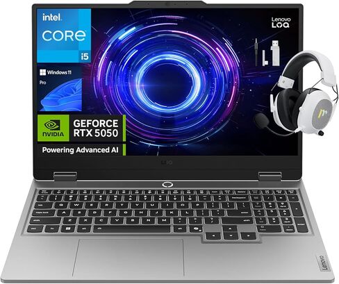 كمبيوتر محمول للألعاب Lenovo LOQ، شاشة 15.6 بوصة FHD 144 هرتز، AMD Ryzen 7 250، NVIDIA GeForce RTX 5050، ذاكرة الوصول العشوائي 16 جيجابايت، 512 جيجابايت SSD، Wi-Fi 6، لوحة مفاتيح بإضاءة خلفية، Win 11 Home، Luna Grey، مع ملحقات Mytrix Lifetime Office in Kuwait