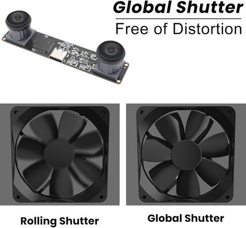 Global Shutter High Speed USB Camera 210fps, 180° Fisheye Monochrome Dual Lens, Stereo 3D Vision,Plug and Play for 3D Printing/Lightburn/QR Scanning/VR/Face Recognition in Saudi Arabia