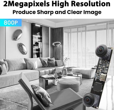 Global Shutter High Speed USB Camera 210fps, 180° Fisheye Monochrome Dual Lens, Stereo 3D Vision,Plug and Play for 3D Printing/Lightburn/QR Scanning/VR/Face Recognition in Saudi Arabia