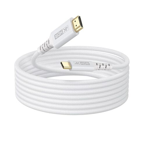 USB C to HDMI Cable White [4K@60Hz, 6.6FT], USBC Type C to HDMI 2.0 Braided Cord HDR for TV, Monitor, Projector Compatible with Thunderbolt 3/4/5, MacBook, iPhone 17/16, iPad, Galaxy in Saudi Arabia