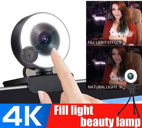 كاميرا ويب مزودة بإضاءة عالية الدقة 4K 1080P كاميرا ويب بتركيز تلقائي وميكروفون توصيل وتشغيل كاميرا ويب للكمبيوتر USB للكمبيوتر المكتبي والكمبيوتر المحمول وMac Zoom Skype Teams in Kuwait