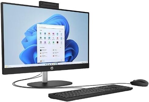 HP All-in-One Desktop PC, 23.8-inch FHD Touchscreen, AMD Ryzen 5 7520U, AMD Radeon Graphics, 16GB RAM, 512GB SSD, Camera, Windows 11 Home, Jet Black, 24-cr0111 (Renewed) in Kuwait