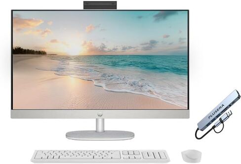 HP 27" FHD Touch-Screen All-in-One Desktop Computer, 12-Cores Intel Core Ultra 7 Processor, 32GB RAM 1TB SSD, Windows 11, Wireless Keyboard & Mouse, PLUSERA 8-in-1 Hub Included, White in Saudi Arabia