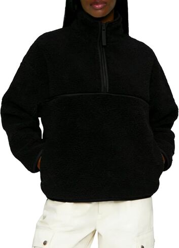 Women's Half Zip Fleece Pullover Polar Fleece Long Sleeve Sweatshirt with Side Pockets in Saudi Arabia