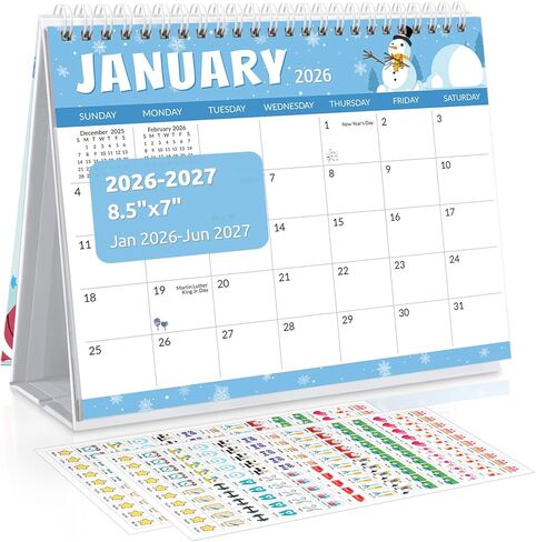 تقويم مكتب Skydue 2025-2026 ، مايو 2025 إلى ديسمبر 2026 ، 20 شهرًا تقويم مكتب صغير مع ملصقات مخطط ، مخطط سطح المكتب 8.5 "× 7" ، قوس قزح in Kuwait