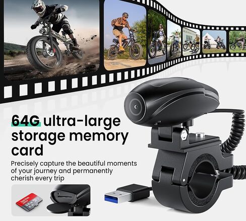 AMYET Motorcycle Camera,Helmet Camera HD 1080PP with Single Lens,IP65 Waterproof,Parking Mode,Motorcycle Dash Cam with 64GB SD Card，Driving Recorder Suitable for Motorcycles/Tricycles/Ebike in Saudi Arabia