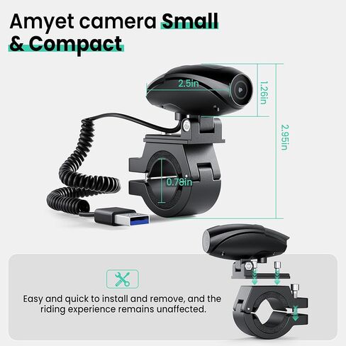 AMYET Motorcycle Camera,Helmet Camera HD 1080PP with Single Lens,IP65 Waterproof,Parking Mode,Motorcycle Dash Cam with 64GB SD Card，Driving Recorder Suitable for Motorcycles/Tricycles/Ebike in Saudi Arabia