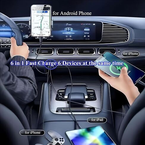6-in-1 Ultra Fast Charging in-Car Device with Digital Display, QC3.0+2PD Fast Charge Plug & Play for iPhone/Samsung/Tablet (High-Power, Battery-Free) in Saudi Arabia