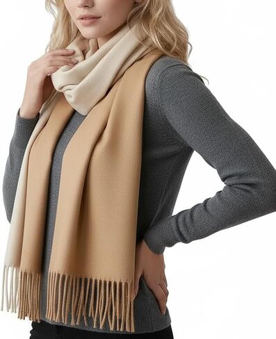 PFLife Wool Scarf 80''*27'' Women Cashmere Touch Scarf Gift Box Shawl Thick Oversized Scarves Wraps Tassels Double Side in Saudi Arabia