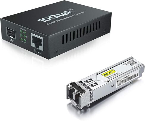 1 Pack of Gigabit Ethernet Media Converter, Open SFP Fiber to Ethernet RJ45 Converter 10/100/1000Base-Tx and 1 Pack of 1.25G SFP 1000Base-SX Transceiver, Compatible with HPE in Saudi Arabia