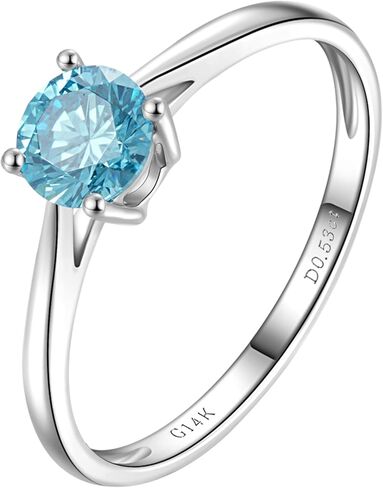 خاتم خطوبة من الذهب الأبيض 14 قيراط والألماس الأزرق للنساء، 0.5-2 قيراط من الألماس بشهادة IGI D-E اللون VS1-VS2 الوضوح in Kuwait