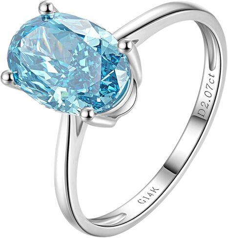 خاتم خطوبة من الذهب الأبيض 14 قيراط والألماس الأزرق للنساء، 0.5-2 قيراط من الألماس بشهادة IGI D-E اللون VS1-VS2 الوضوح in Kuwait