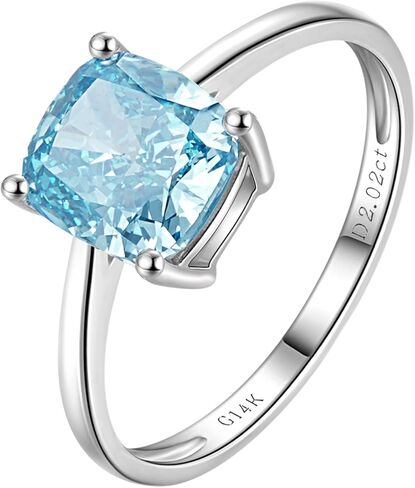 خاتم خطوبة من الذهب الأبيض 14 قيراط والألماس الأزرق للنساء، 0.5-2 قيراط من الألماس بشهادة IGI D-E اللون VS1-VS2 الوضوح in Kuwait