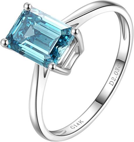 خاتم خطوبة من الذهب الأبيض 14 قيراط والألماس الأزرق للنساء، 0.5-2 قيراط من الألماس بشهادة IGI D-E اللون VS1-VS2 الوضوح in Kuwait