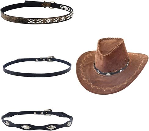 SUPERFINDINGS 3 Style Cowboy Hat Bands Western Hats Belt Imitation Leather Hat Bands Hats Accessories for Women Men Cowboy Panama Native Style Hatbands Black in Saudi Arabia