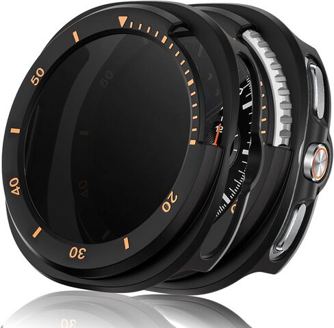 حافظة خصوصية عصرية متوافقة مع حافظة Samsung Galaxy Watch 8 Classic مقاس 46 مم، شاشة مضادة للظهور + ممتص للصدمات صلب من البولي كربونات، غطاء وجه أنيق لملحقات سوار Samsung Watch 8 الكلاسيكي - 46 مم، أسود in Kuwait