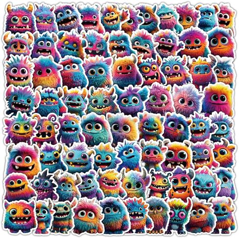 100 قطعة مجموعة ملصقات الوحش اللطيفة ملصق وحش ملون من الفينيل ملصقات مقاومة للماء لزجاجات المياه وأجهزة الكمبيوتر المحمولة والدراجة النارية والدراجة النارية ولوح التزلج in Kuwait