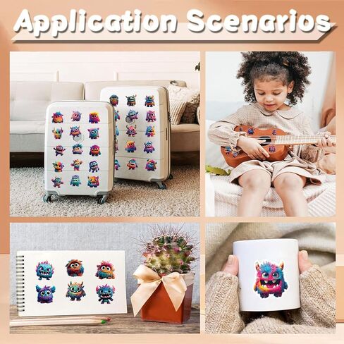 100 قطعة مجموعة ملصقات الوحش اللطيفة ملصق وحش ملون من الفينيل ملصقات مقاومة للماء لزجاجات المياه وأجهزة الكمبيوتر المحمولة والدراجة النارية والدراجة النارية ولوح التزلج in Kuwait