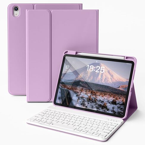 حافظة لوحة مفاتيح kenke لجهاز iPad 11 بوصة A16 2025/الجيل العاشر 10.9 بوصة 2022، غطاء لوحة مفاتيح رفيع قابل للطي مع حامل أقلام، لوحة مفاتيح لاسلكية مغناطيسية قابلة للفصل، تنبيه/غفو تلقائي، أبيض كريمي in Kuwait