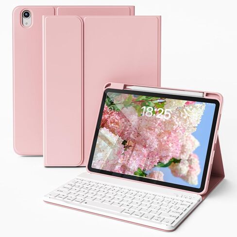 حافظة لوحة مفاتيح kenke لجهاز iPad 11 بوصة A16 2025/الجيل العاشر 10.9 بوصة 2022، غطاء لوحة مفاتيح رفيع قابل للطي مع حامل أقلام، لوحة مفاتيح لاسلكية مغناطيسية قابلة للفصل، تنبيه/غفو تلقائي، أبيض كريمي in Saudi Arabia