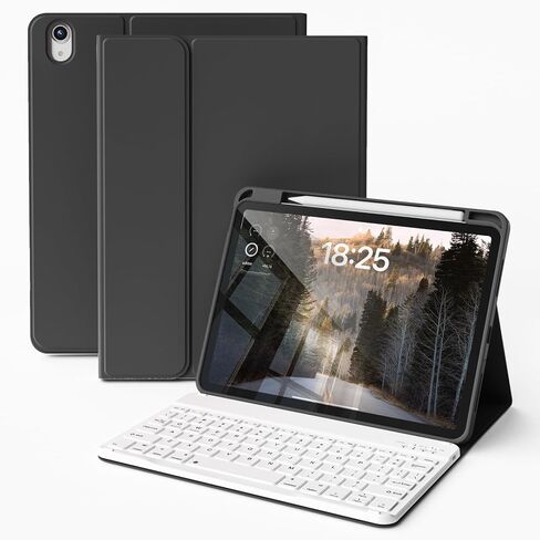 حافظة لوحة مفاتيح kenke لجهاز iPad 11 بوصة A16 2025/الجيل العاشر 10.9 بوصة 2022، غطاء لوحة مفاتيح رفيع قابل للطي مع حامل أقلام، لوحة مفاتيح لاسلكية مغناطيسية قابلة للفصل، تنبيه/غفو تلقائي، أبيض كريمي in Saudi Arabia