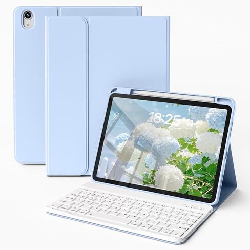 حافظة لوحة مفاتيح kenke لجهاز iPad 11 بوصة A16 2025/الجيل العاشر 10.9 بوصة 2022، غطاء لوحة مفاتيح رفيع قابل للطي مع حامل أقلام، لوحة مفاتيح لاسلكية مغناطيسية قابلة للفصل، تنبيه/غفو تلقائي، أبيض كريمي in Saudi Arabia