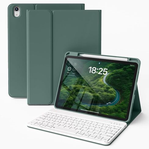 حافظة لوحة مفاتيح kenke لجهاز iPad 11 بوصة A16 2025/الجيل العاشر 10.9 بوصة 2022، غطاء لوحة مفاتيح رفيع قابل للطي مع حامل أقلام، لوحة مفاتيح لاسلكية مغناطيسية قابلة للفصل، تنبيه/غفو تلقائي، أبيض كريمي in Saudi Arabia
