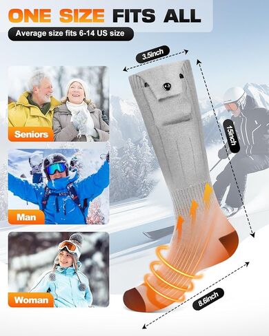 جوارب ساخنة، 3 إعدادات للتدفئة، جورب ساخن قابل للغسل لصيد الأسماك والتزلج والصيد والمشي لمسافات طويلة وركوب الخيل والتزلج، جوارب كهربائية قابلة لإعادة الشحن بقدرة 5000 مللي أمبير للرجال والنساء، هدايا عيد الحب in Kuwait