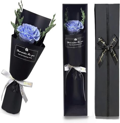 وردة محفوظة واحدة في صندوق هدايا - زهور محفوظة حقيقية وورود إلى الأبد مع بطاقة تهنئة للذكرى السنوية وعيد الحب وأعياد الميلاد - صندوق هدايا رومانسي فاخر لها (أحمر) in Kuwait