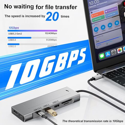 8-in-1 USB C Hub with M.2 NVMe SSD Enclosure, 4K HDMI, 100W PD, 10Gbps USB-C, USB3.2, SD/TF Card Reader for XPS, Dell, MacBook Pro, iPad Pro Upgraded in Kuwait