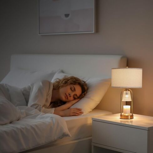 Big Candle Warmer Lamp with Timer, Wax Melt Warmer with Beige Fabric Shade Lamp, Table lamp for Birthday Gifts Mom Women, Living Room, Bedroom,Housewarming Gifts, Include 3 Bulb Dimmable in Saudi Arabia