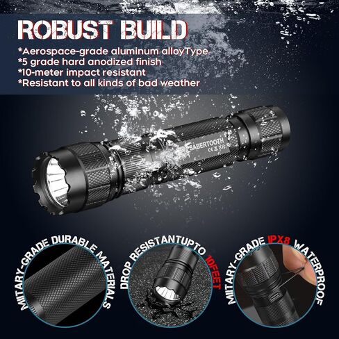 SABERTOOTH Police Tactical Flashlights 1800 High Lumen with Holster for Duty Belt,LED Flashlights for Camping Emergencies-XR3.0 in Saudi Arabia