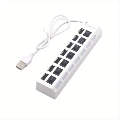 High Speed 7 Ports/ 4 Ports LED USB 2.0 Adapter Hub Multi-Port Socket Powered ON/Off Switch Charger Splitter for Pc Laptop Computer U Disk Phone Tablet in Saudi Arabia