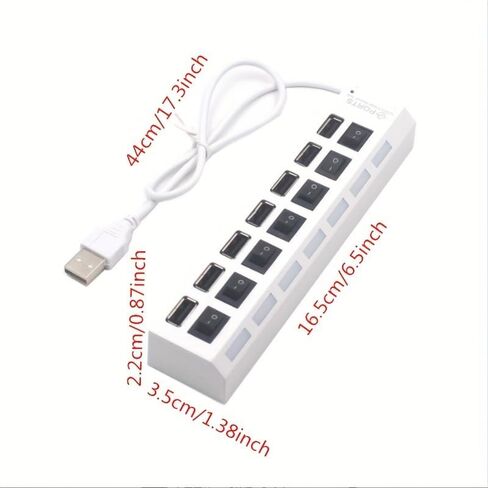 High Speed 7 Ports/ 4 Ports LED USB 2.0 Adapter Hub Multi-Port Socket Powered ON/Off Switch Charger Splitter for Pc Laptop Computer U Disk Phone Tablet in Saudi Arabia