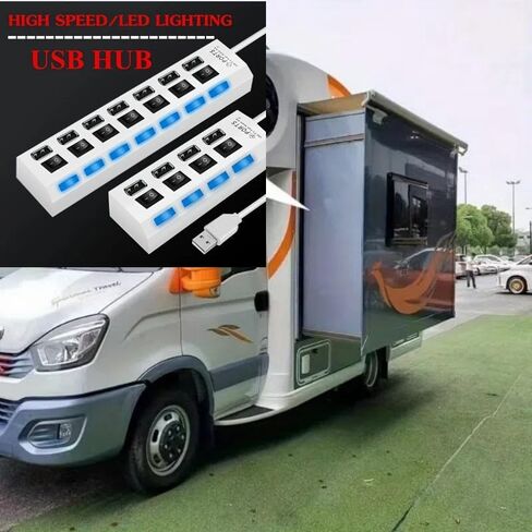 High Speed 7 Ports/ 4 Ports LED USB 2.0 Adapter Hub Multi-Port Socket Powered ON/Off Switch Charger Splitter for Pc Laptop Computer U Disk Phone Tablet in Saudi Arabia
