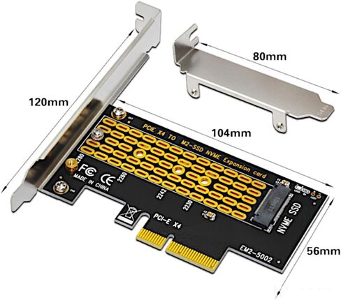 قطعتان من محول M.2 NGFF M-Key إلى PCIe x4 NVMe باللون الأسود - اتصال مباشر مع ناقل PCIe، دعم 2230 و2280، 120x104x56 ملم in Kuwait