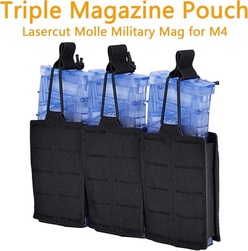 Tactical Mag Pouch Laser Cutting Molle Mag Pouch Triple Mag Pouch Open Top Mag Pouch for Magazine Holster for Tactical Bag Accessories Holder in Saudi Arabia