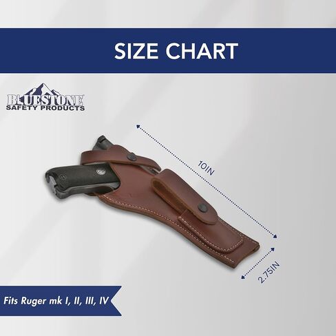 حافظة MK 22 من الجلد الآمن من BlueStone مع حقيبة Mag متوافقة مع مسدسات Ruger MK I وII وIII وIV مع برميل 5.5 بوصة | حافظة مسدس جلدية متوافقة مع مسدس مارك 22 | (صحيح، الماهوجني in Kuwait